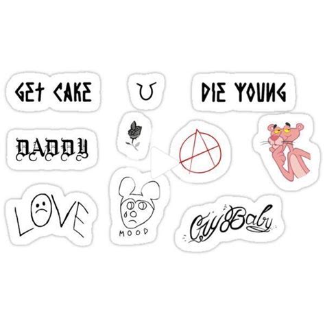 Set Of Lil Peep Tattoos Sticker In 2020 Lil Peep Tattoos Lil Peep