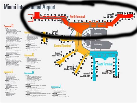 North Terminal Map Mia Terminal Miami International Airport Gate D