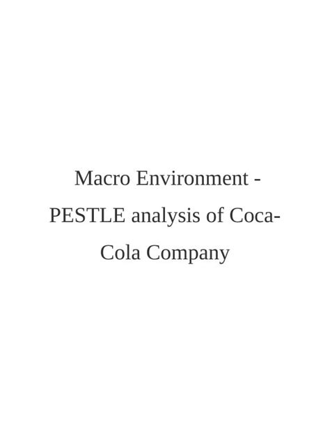 PESTLE Analysis Of Coca Cola Company Assignment