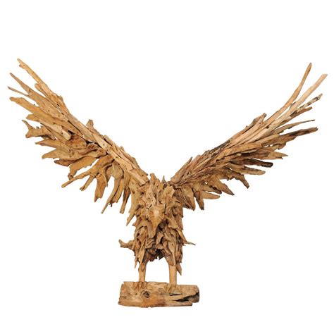 Large And Unusual Chinese Bamboo And Wood Eagle Sculpture For Sale At