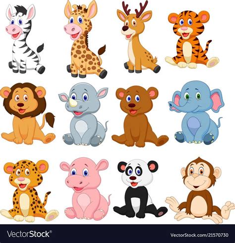 Vector Illustration Of Wild Animals Cartoon Collection Set Download A