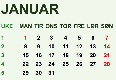 Norsk Kalender For 2024 Med Ukenummer Og Helligdager 🇳🇴