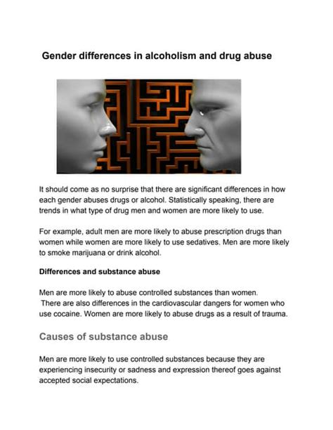 Gender Differences In Alcoholism And Drug Abuse Pdf
