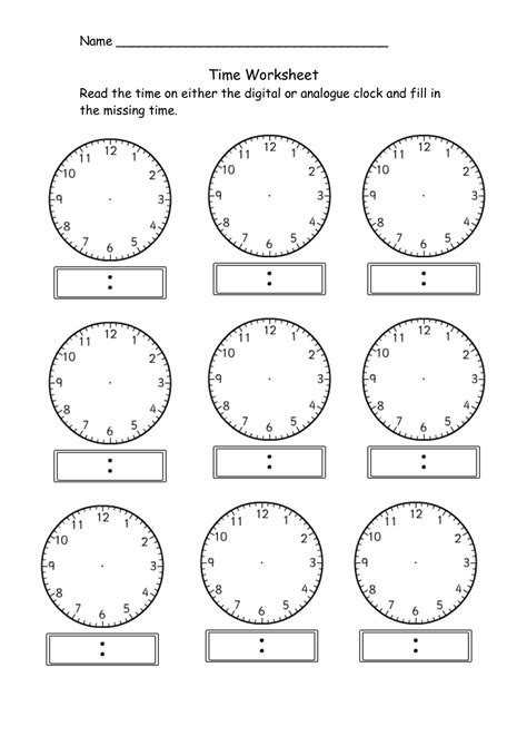blank clock worksheet  print activity shelter