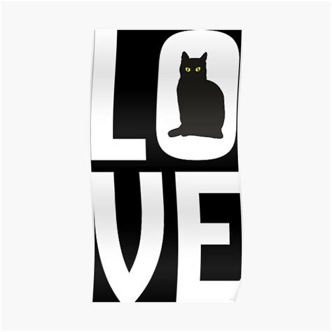 love cat black and white poster by yellowmadcat redbubble