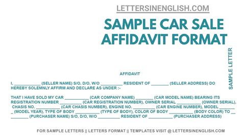 How To Write An Affidavit For Car Sale Sample Affidavit For Car Sale