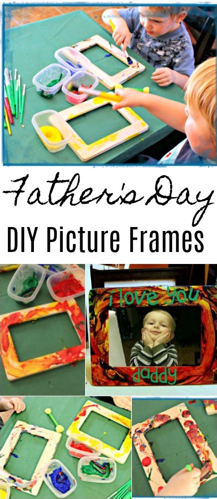 The word dad is printed at the bottom and has a hand painted look in whitewash lettering. DIY Father's Day Frames - fun kid craft!