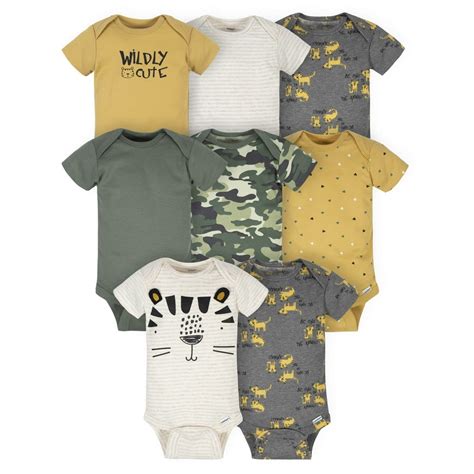Gerber Gerber Baby Boy Short Sleeve Onesies Bodysuits 8 Pack