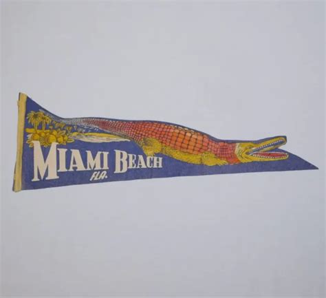 vintage 1940s miami beach florida alligator travel tourist 26 x 8 felt pennant 38 88 picclick