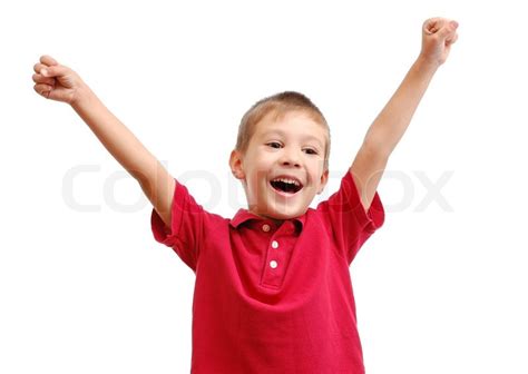 Portrait Of Happy Child Isolated On White Background Stock Photo