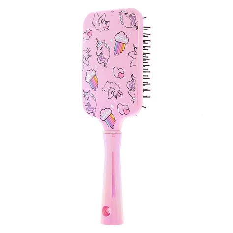 Holographic Unicorn Dream Paddle Hair Brush Pink Claires