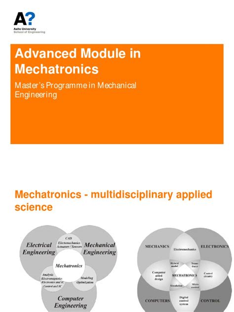 Advanced Module In Mechatronics Intro Mechatronics Machines