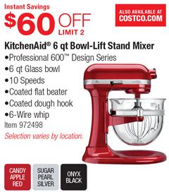 The mini makes 5 dozen biscuits with simplicity with no compromise on performance. Costco Deal - KitchenAid 6 qt Bowl-Lift Stand Mixer - $60 OFF