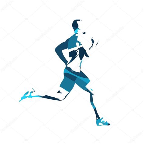 Abstract Blue Vector Runner Running Man Vector Isolated Illust