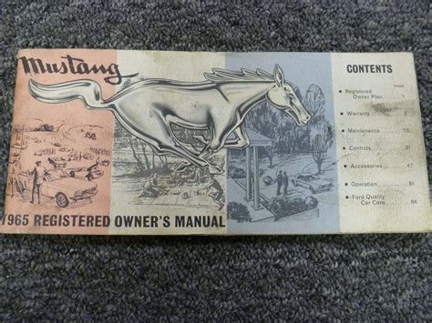 1965 Ford Mustang Original Owners Manual