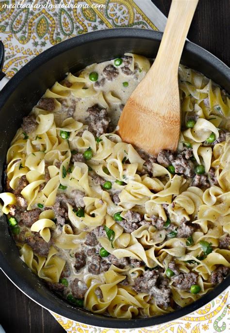 These ground beef recipes are perfect for weeknight dinners. One-Pot Ground Beef Stroganoff - Meatloaf and Melodrama | Recipe | Easy meat recipes, Meat ...