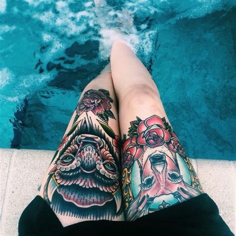 Ноги тату бассейн черное платье вода лето Girl Thigh Tattoos Girls With Sleeve