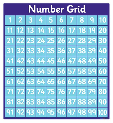 Free Printable Number Grid From Numbers Number Grid Number Chart