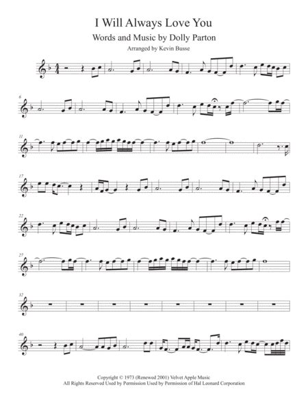 I Will Always Love You Arr Kevin Busse Sheet Music Whitney Houston Flute Solo