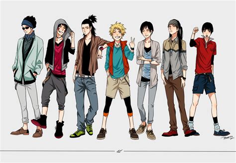 Naruto boys in casual and modern clothing fashion anime ...