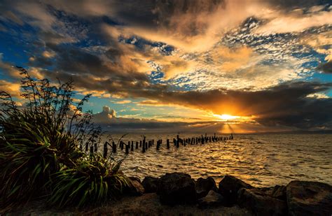 New Zealand Scenery Sunrises And Sunsets Sea Sky Clouds Nature