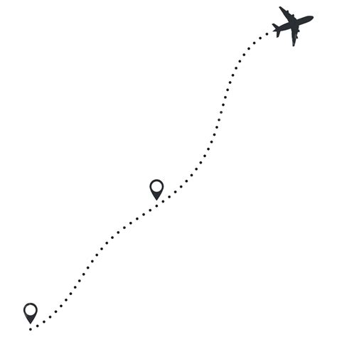 Illustration Of The Route Vector Of An Airplanes Flight Line Starting