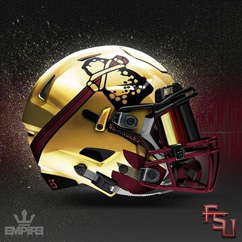 Gold Chrome Fsu Football Helmet With Tomahawk Logo