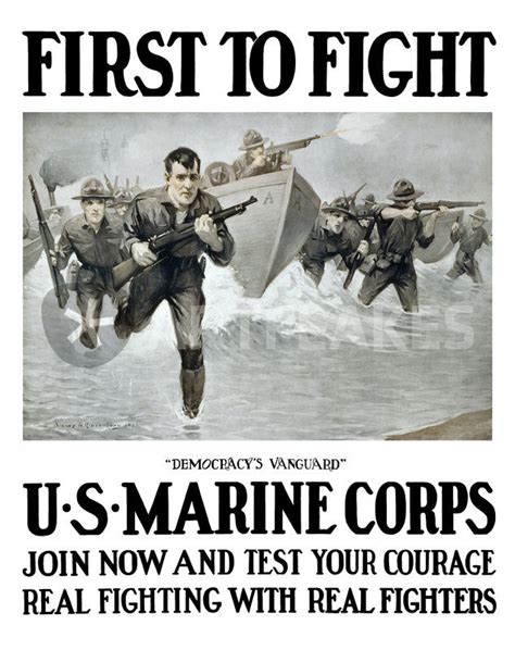 First To Fight Us Marine Corps Malerei Als Poster Und Kunstdruck