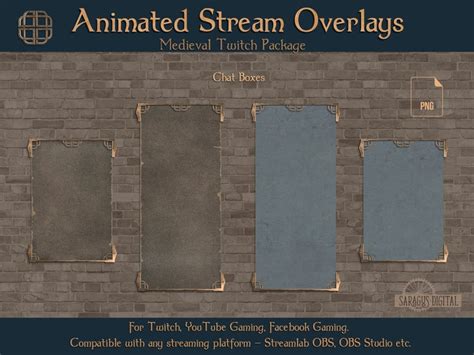 Medieval Animated Twitch Overlay Pack Webcam Borders Chats Etsy