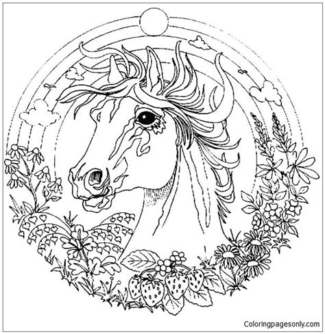 Adult Horse Coloring Page Mandala