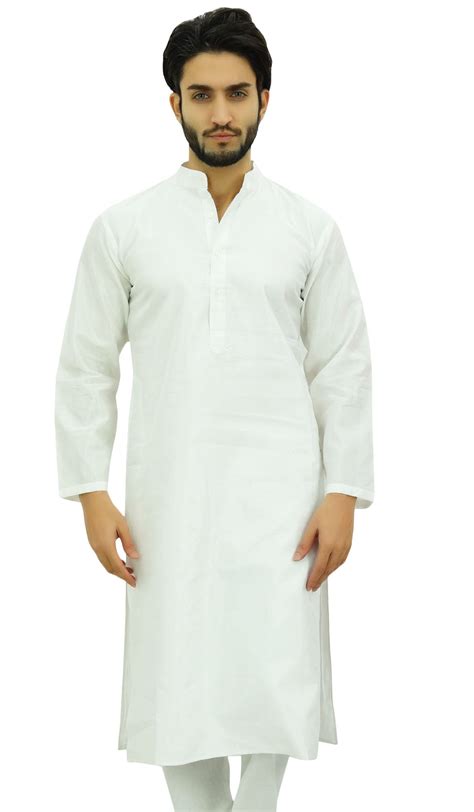 Atasi Mens White Kurta Pyjama Set Ethnic Punjabi Casual Long Dupion At9 Ebay