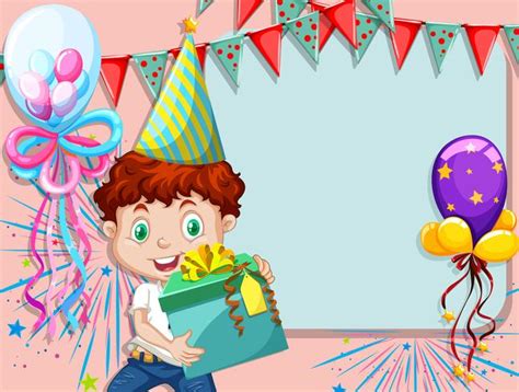 Border design with boy and present - Download Free Vectors ...