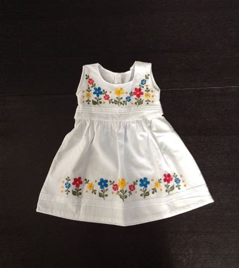 White Mexican Embroidered Dress Baby Girls Dresses Size 6 Months To 6