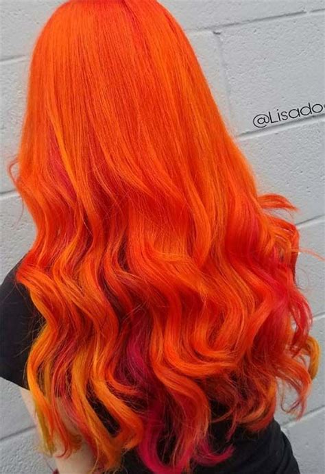 Fiery Orange Hair Color Shades To Try Hair Color Orange Orange Hair Orange Hair Dye