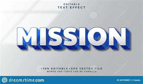Editable Text Style Effect Mission Text Style Theme Stock Vector