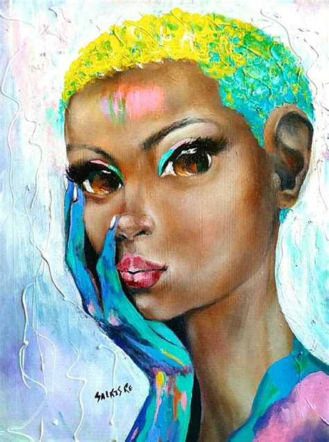 African American Art Beautiful Abstract Portrait Painting Abstractart