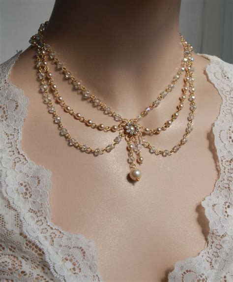 Victorian Bridal Necklace Vintage Necklace Swarovski Crystals Etsy