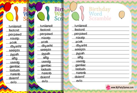 Unjumble is a small, simple, neat and fast android app that unscrambles jumbled english words. Birthday Word Scramble