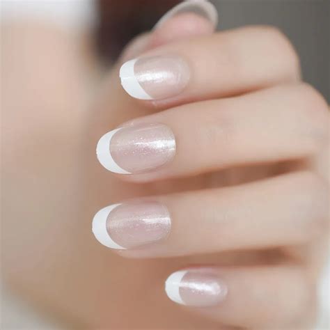 24pcs Classical Transparent French Nail Simple Design White Tip Uv Gel