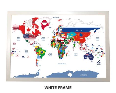 Pushpin World Map 36x24 World Flags Map Etsy