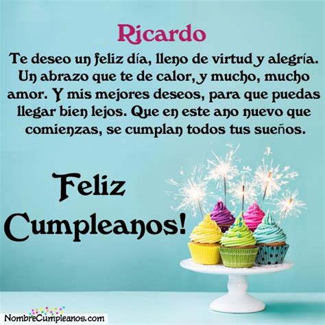 Feliz Cumpleaños Ricardo Tartas Tarjetas Deseos