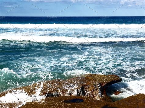 Waves Crashing On Rocks High Quality Nature Stock Photos ~ Creative