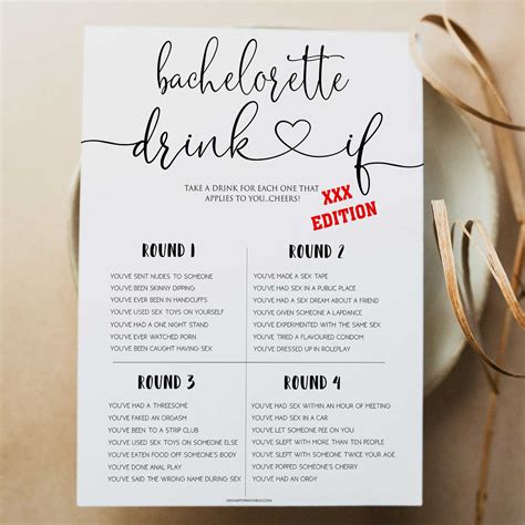 X Rated Bachelorette Drink If Game Printable Bachelorette Games Ohhappyprintables