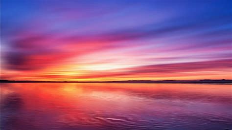 Hd Wallpaper Sea Sunset Horizon Landscape Beautiful Nature View