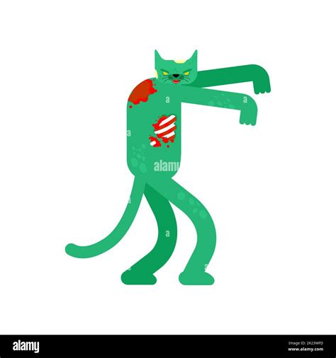 Zombie Cat Isolated Zombi Pet Vector Illustration Stock Vector Image