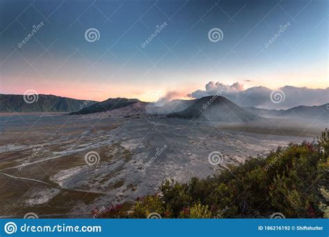 Beautiful View Of Mount Bromo And Mount Batuk Indonesia During The