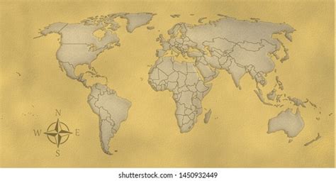 Antique World Textured Map Compass Points Stock Illustration 1450932449