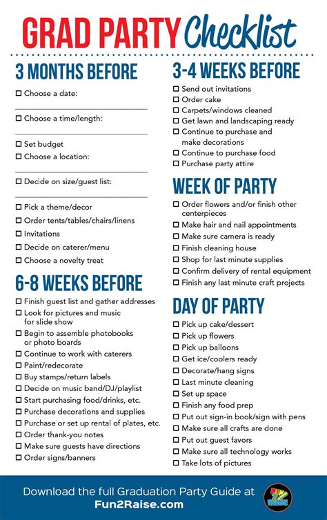 Printable Grad Party Checklist
