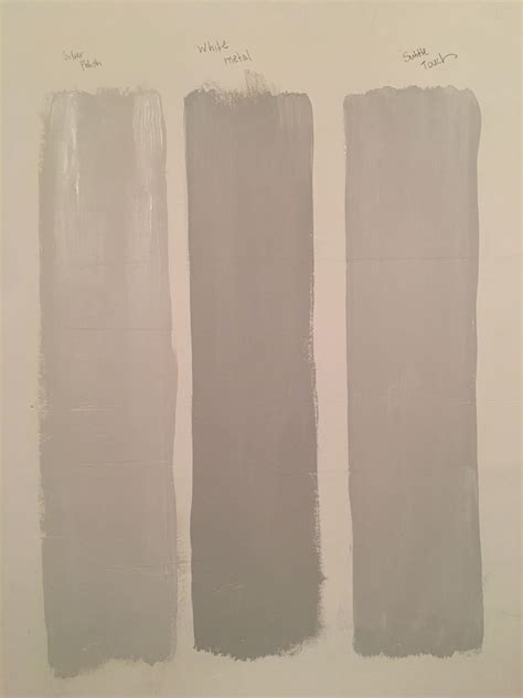 Behr wall colors: Silver Polish, White Metal and Subtle Touch. The