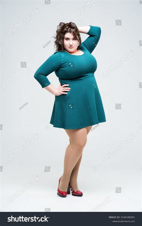 Sexy Plus Size Fashion Model Green Stock Photo 2164188291 Shutterstock